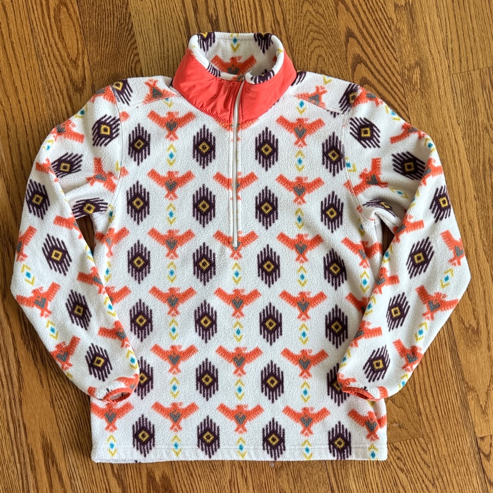 Ariat Cream Pullover with Orange and Purple Pattern